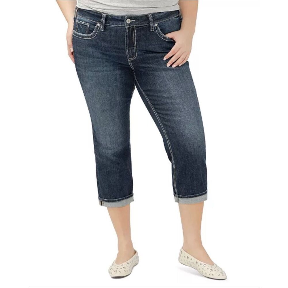 Silver Jeans Co. Suki Mid-Rise Curvy Fit Capri Jeans Indigo 24W